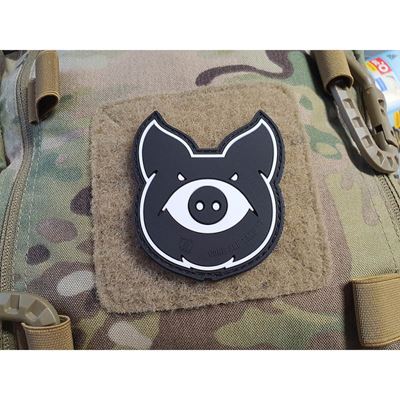 Toppa MONSTER PIG plastica velcro NERO/BIANCO