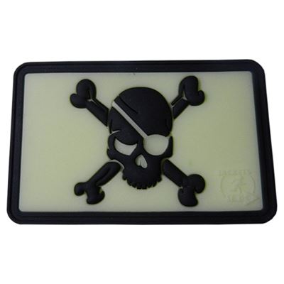 Toppa PIRATA /TESTO MORTUARIO/ plastica velcro LUMINOSA glow in the dark
