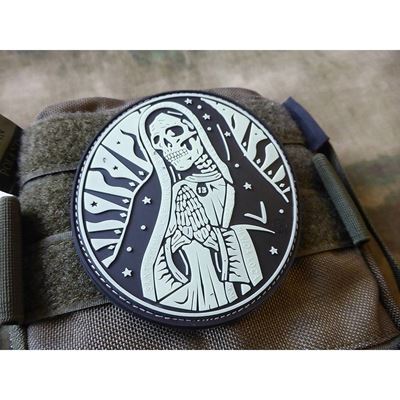 Toppa SANTA MUERTE plastica velcro GLOW IN THE DARK
