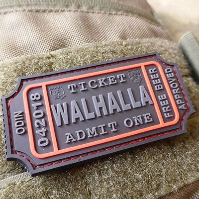 Toppa WALHALLA TICKET BEER velcro plastica NERO/ROSSO