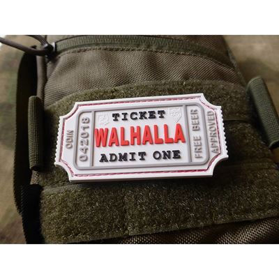 Toppa WALHALLA TICKET BEER velcro plastica BIANCA