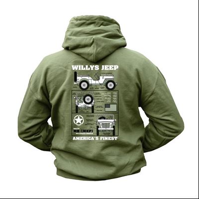 Felpa con cappuccio WILLYS JEEP VERDE KOMBAT KO-947 2