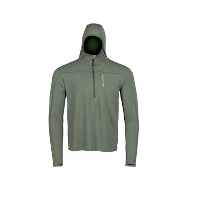 Felpa funzionale con zip LOCHSA MERINO LODEN VERDE