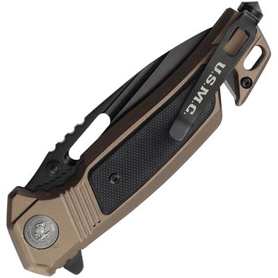 Coltello a serramanico RESCUE con lama liscia COLOR BRONZO USMC M-A3010GN 2