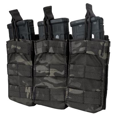 Borsa MOLLE tripla per munizioni. 3xM4 aperta. MULTICAM® BLACK