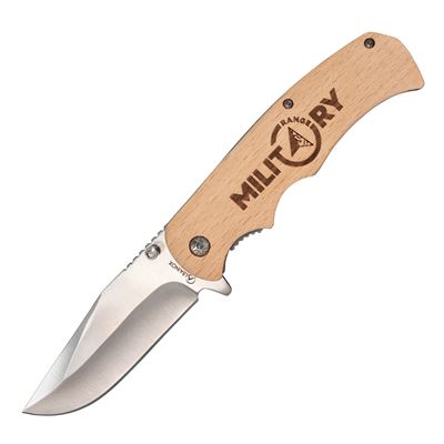 Coltello pieghevole MILITARY RANGE con manico in legno