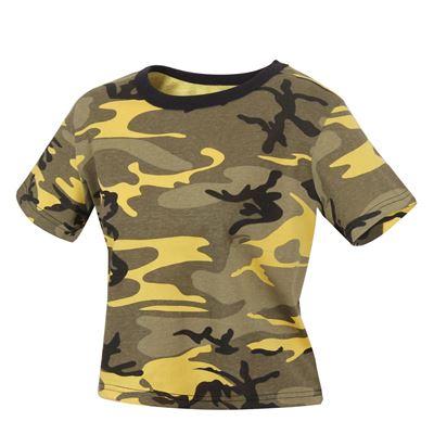 Maglietta da donna corta CROP Stinger Yellow Camo