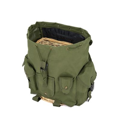 Zaino NŮŠE per funghi con inserto in vimini VERDE Military Goods RD24Z 2