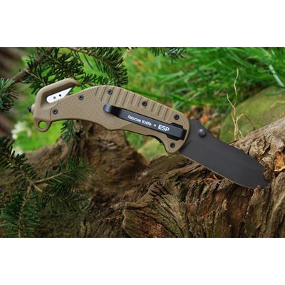 Coltello pieghevole ZÁCHRANÁŘ con lama liscia KHAKI ESP RKK-01 3