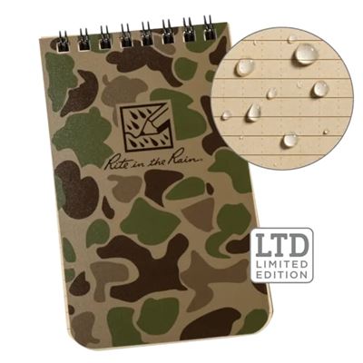 Blocco impermeabile TOP-SPIRAL 3x5" taccuino piccolo Duck Camo