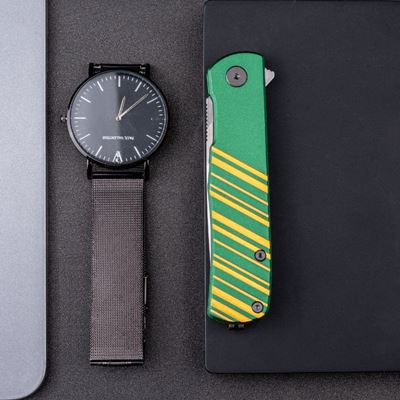 Coltello pieghevole KARLY lama liscia VERDE/ORO REAL STEEL RS6051 6