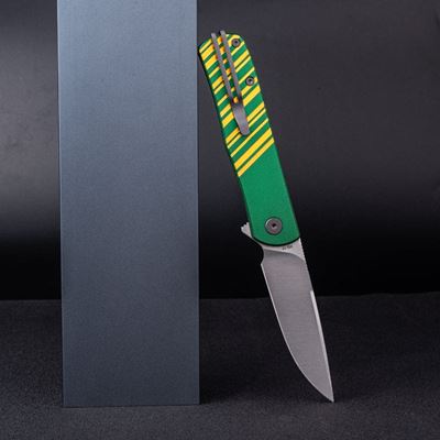 Coltello pieghevole KARLY lama liscia VERDE/ORO REAL STEEL RS6051 5
