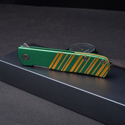Coltello pieghevole KARLY lama liscia VERDE/ORO REAL STEEL RS6051 3