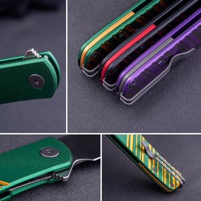 Coltello pieghevole KARLY lama liscia VERDE/ORO REAL STEEL RS6051 2