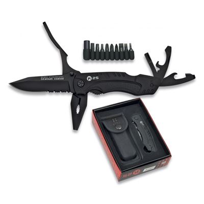 Coltello multiuso TACTICA TOOLS con set di punte NERO