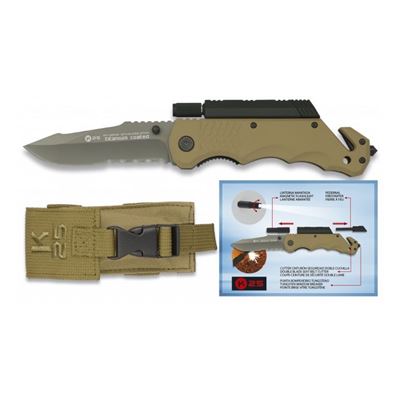 Coltello di soccorso 19540 con torcia e accendino SABBIA