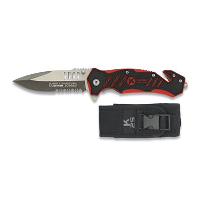 Coltello pieghevole K25 Tactical soccorritore NERO/ROSSO