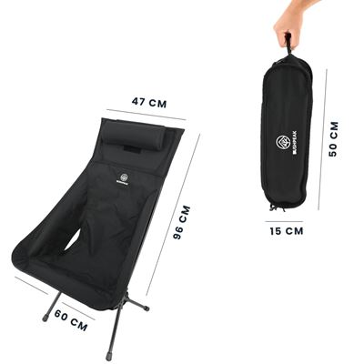 Sedia Wildscape alta leggera pieghevole NERA BUSHPEAK SW10080.1 3