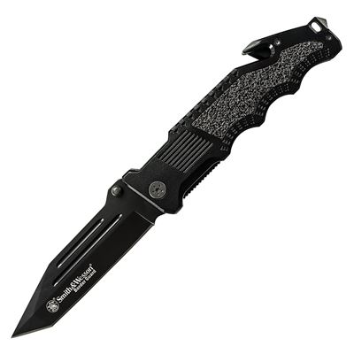 Coltello pieghevole BORDER GUARD RESCUE lama liscia NERO