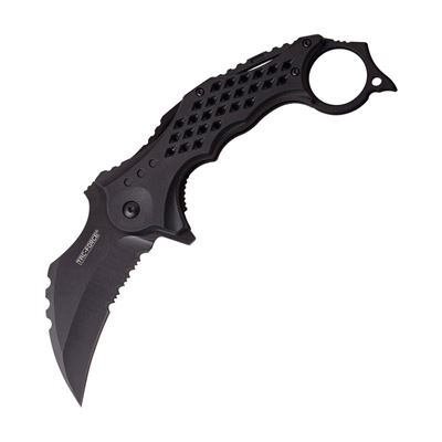 Coltello pieghevole KARAMBIT TAC-FORCE lama combinata NERO