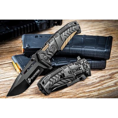 Coltello a serramanico USMC LINERLOCK con lama liscia NERO United Cutlery UC3228 4
