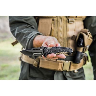 Coltello a serramanico USMC LINERLOCK con lama liscia NERO United Cutlery UC3228 3