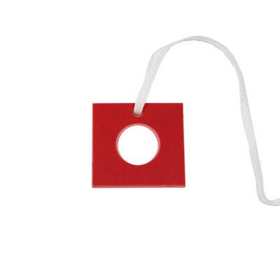 Etichetta di classificazione quadrato rosso con foro n. 2 / 50 pz.