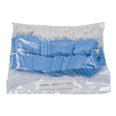 Etichetta di classificazione quadrato blu con foro n. 4 / 100 pz.  TZ-4 2