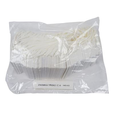 Etichetta di classificazione quadrato bianco con foro n. 6 / 140 pz.  TZ-6 2